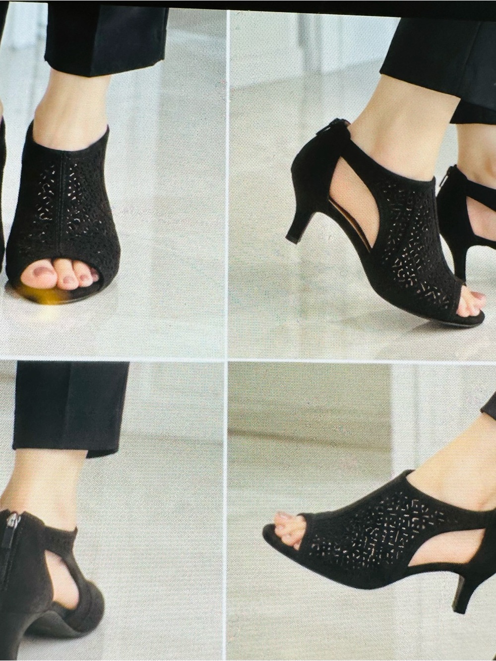 Style & Co. Black Laser-Cut Peep-Toe Dress Heels